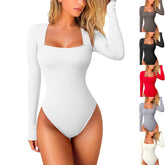 Oumeiya Sexy Rib Square Collar Long Sleeve Belly Contracting Casual Women's Jumpsuit - kinko
